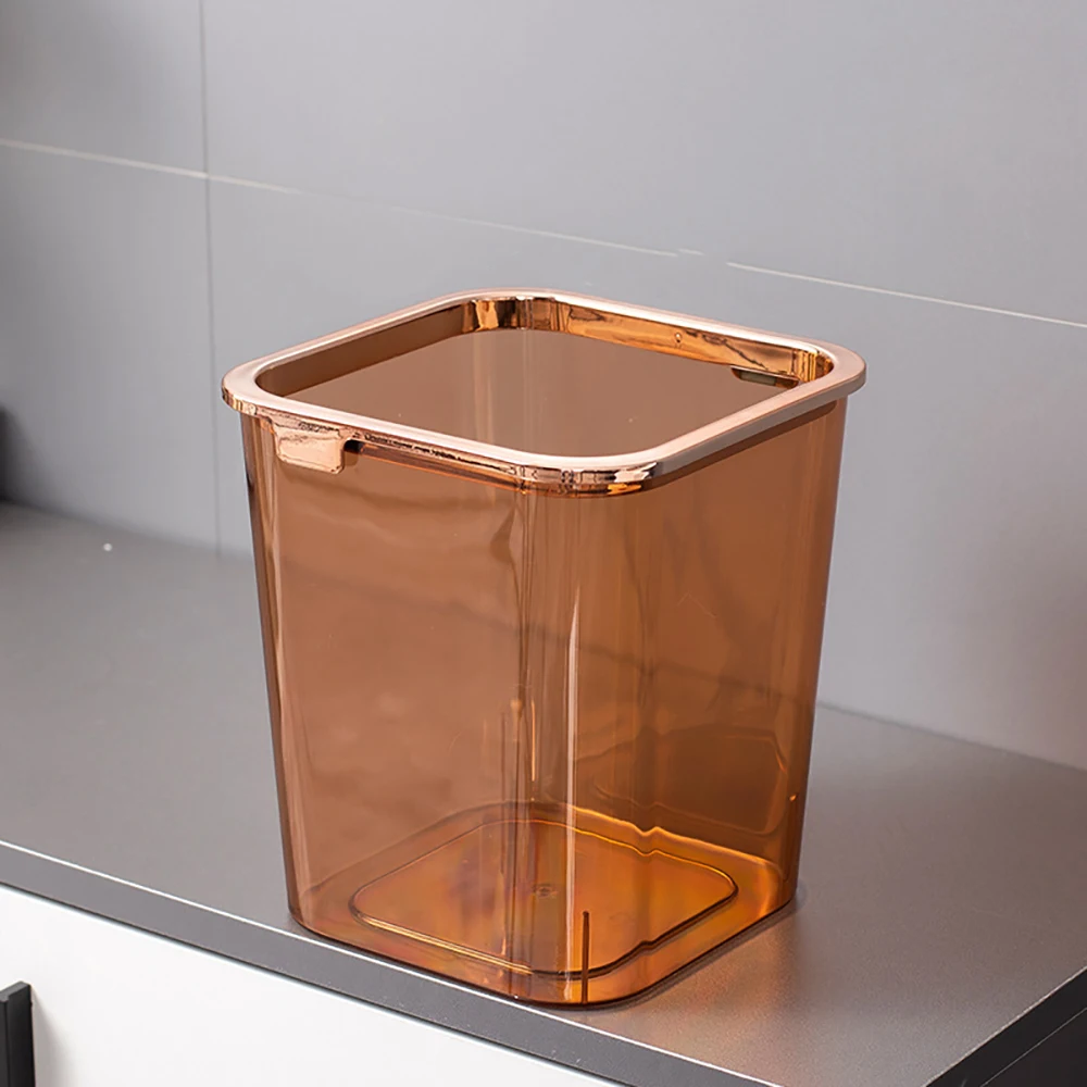 

HPDEAR Transparent Trash Can Thickening Open Top Waste Bin Desktop Wastebasket Kitchen Living Room Bathroom Garbage Storage