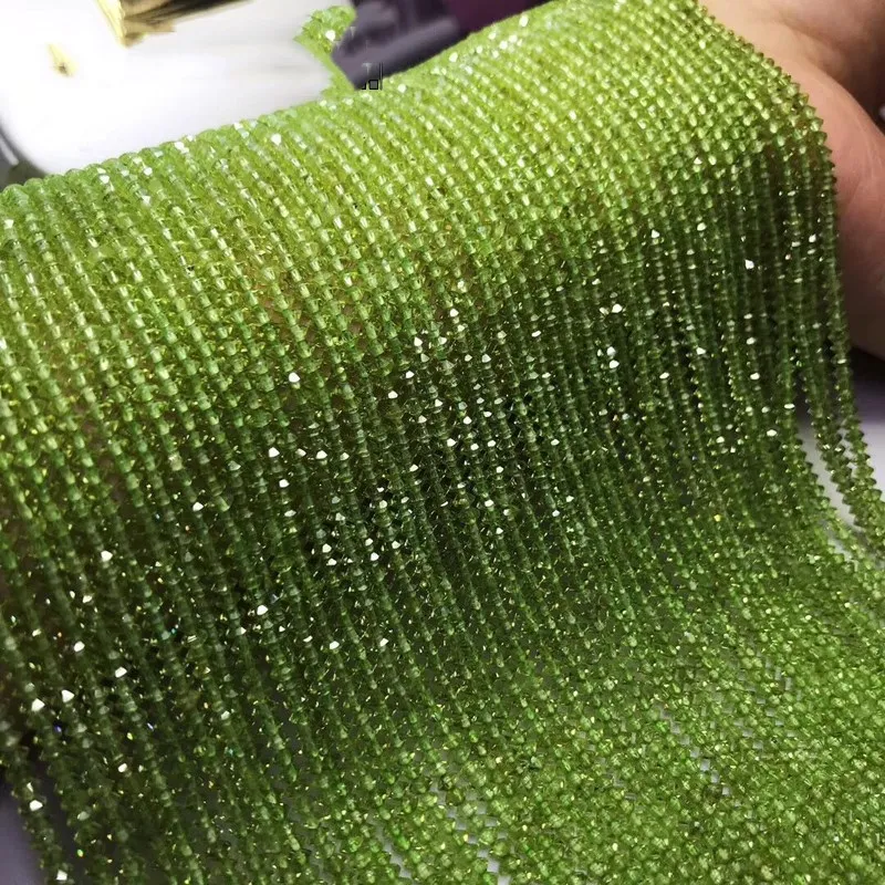 

Зелёный перидот, как Φ 2/3/4 мм, бусины россыпью для изготовления ювелирных изделий, ожерелья FPPJ, оптовая продажа