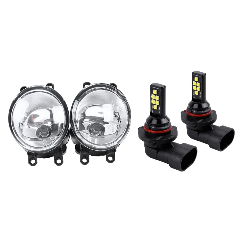 2Pcs Car Front Bumper Fog Light For Toyota Corolla 2011-2013 & 2 Pcs Hb4 9006 Led Fog Light Bulb Cool White 6000K