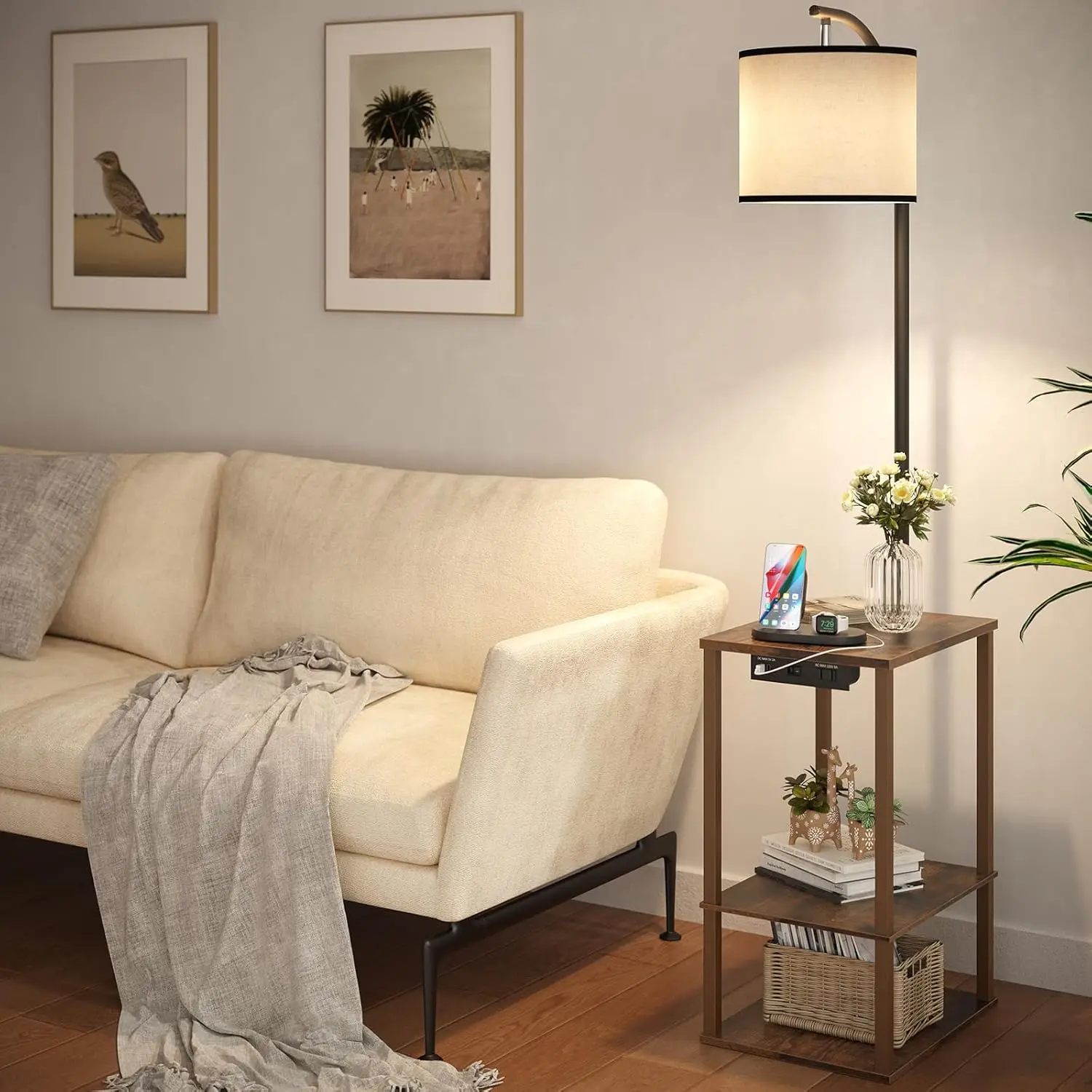 Floor lamp with side table photo 2
