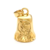 Punk 316L Stainless Steel Archangel St.Michael Guardian Bell Gold Color Black Plated Pendant 1