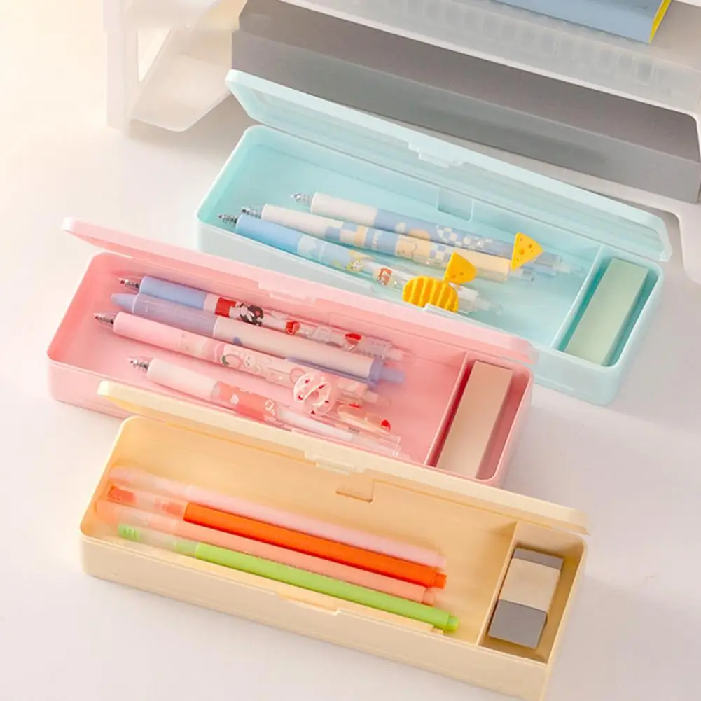 

Pencil Case Non-toxic Simple Hard Plastic Pen Box Kids School Stationery Pencilcase Pencils Cases Gift School Supplies