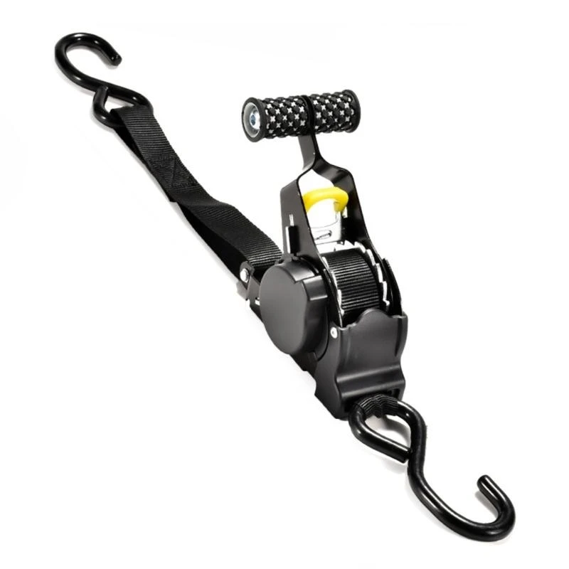 02DE Motorcycle Tie Down Strap with Hook Automatic Retractable Strap for Travel