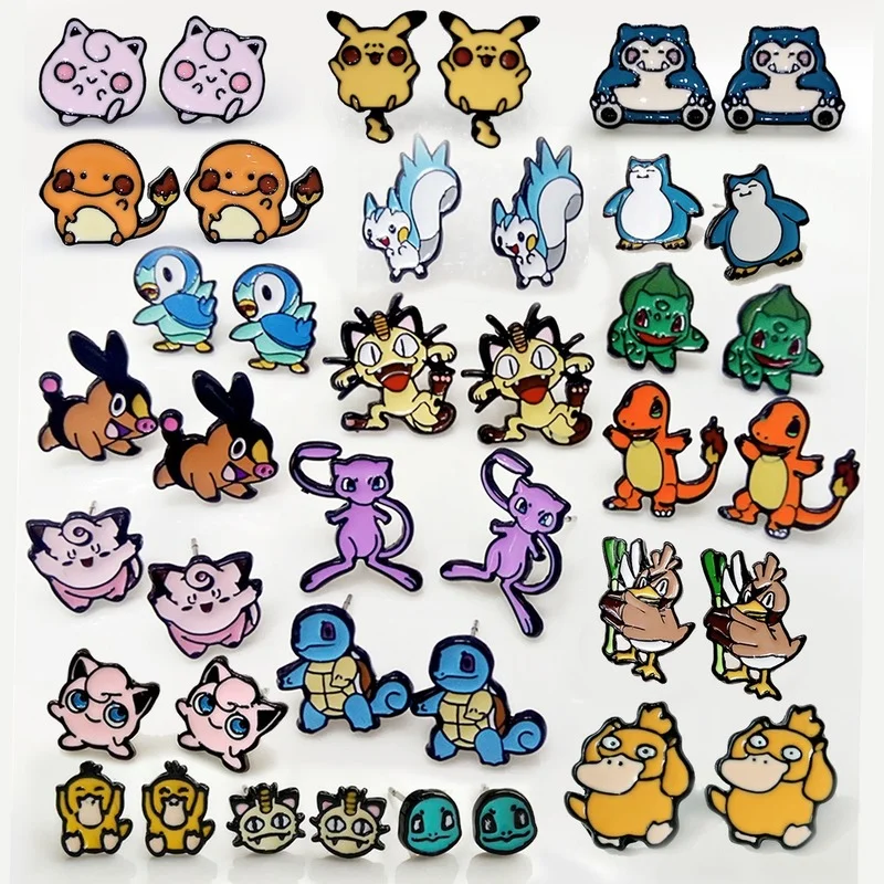 Orecchini Pokemon Per Le Donne 2022 Anime Action Figure Pikachu Psyduck Snorlax Earings Accessori Per Gioielli Di Moda Regalo All'Ingrosso