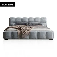 Lit en tissu minimaliste moderne, chambre principale moderne, lit double de luxe léger et minimaliste italien 2