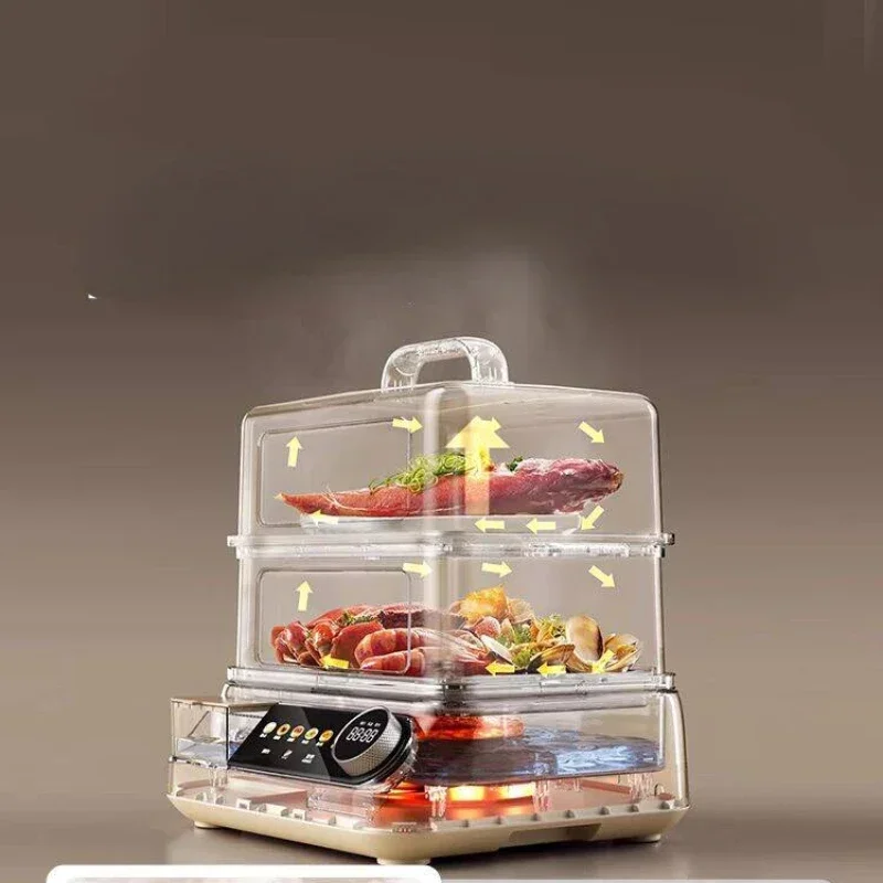 Electric Steamer Multi-Functional Household Visual Steam Box Stainless Steel Multi-Layer Large Capacity Steam Pot