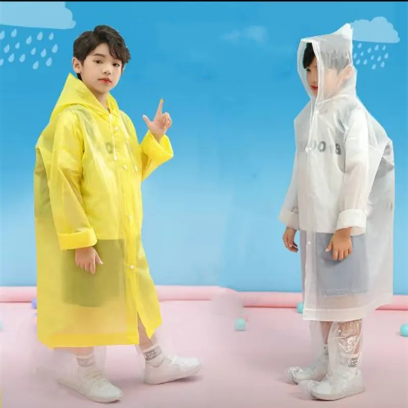Children's poncho Waterproof reusable raincoat with hood Children's outdoor travel raincoat portable transparent raincoat poncho