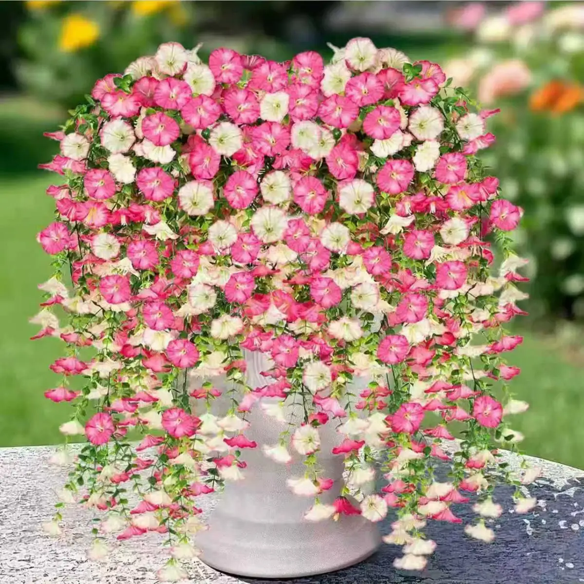 Artificial Morning Glory and Eucalyptus Garland - Detail 16
