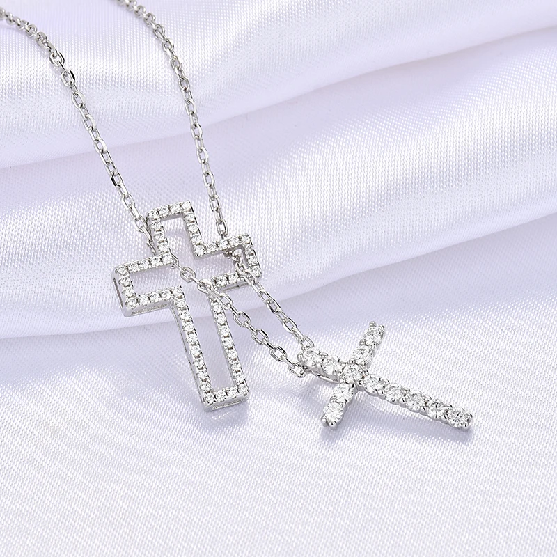 1 piece 925 silver 0.6 CT moissanite cross necklace classic simple pendant necklace gift girlfriend pendant necklace silver necklace moissanite necklace