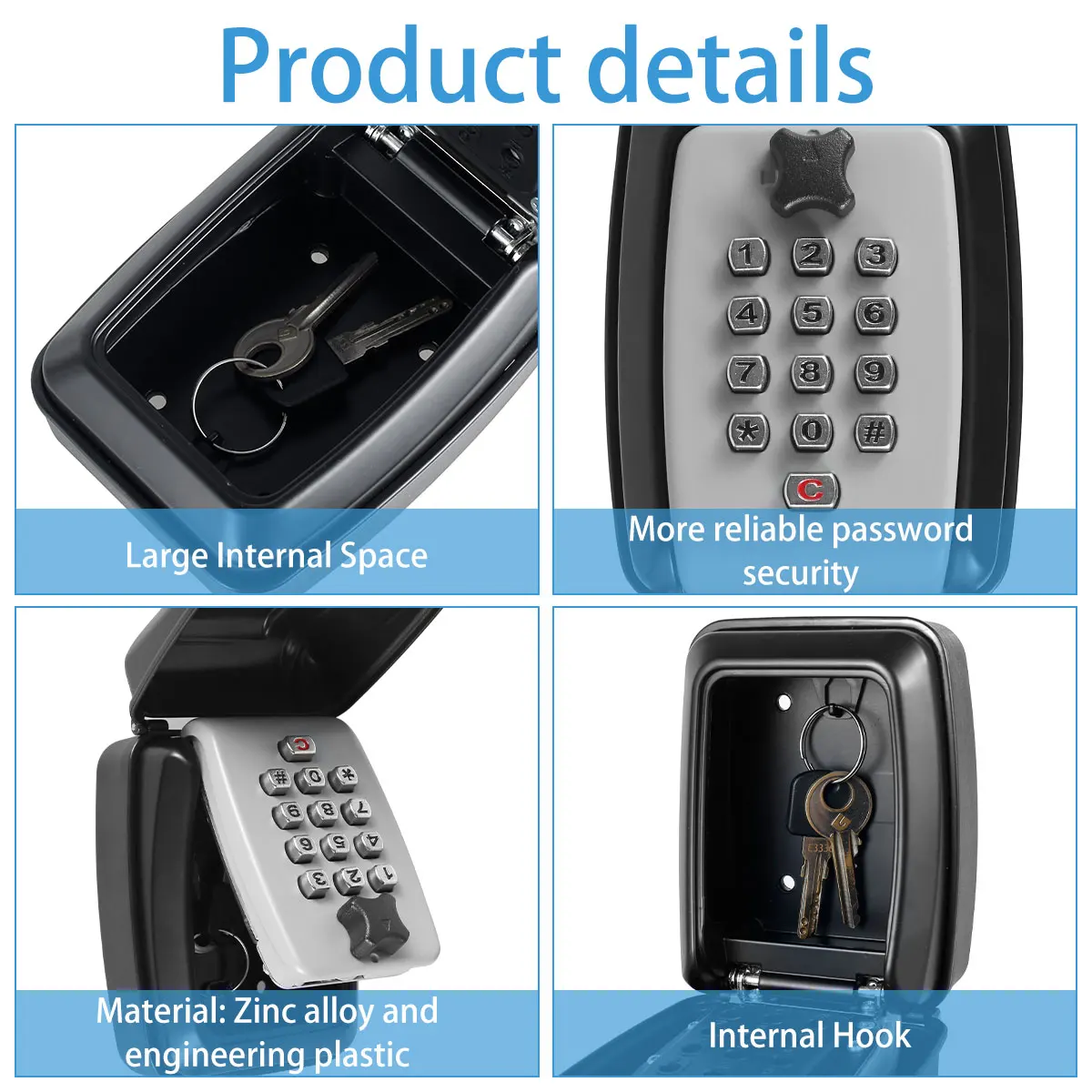 Metal Key Lock Box Outdoor Storage Safe