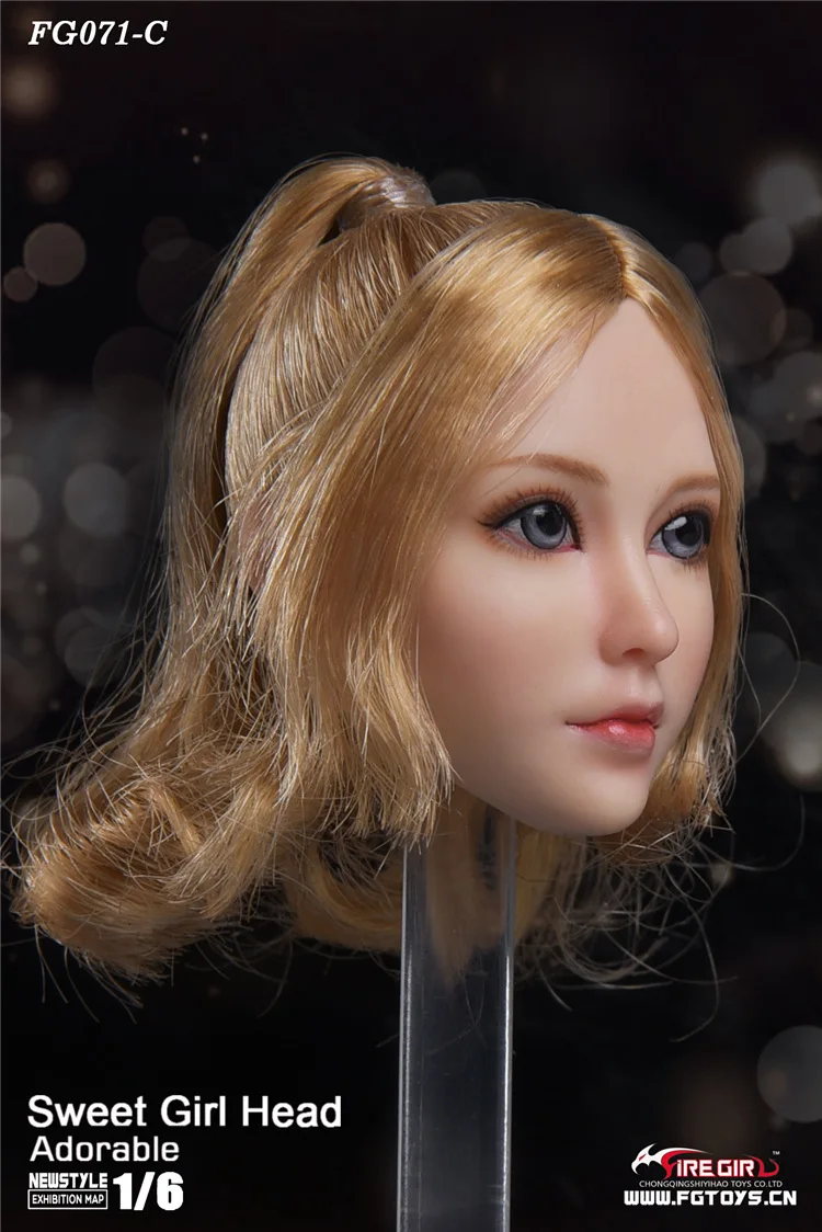 Fire Girl Toys 1/6 FG071 Sweet Female Girl Head Carving Fit 12'' Pale Body Doll 