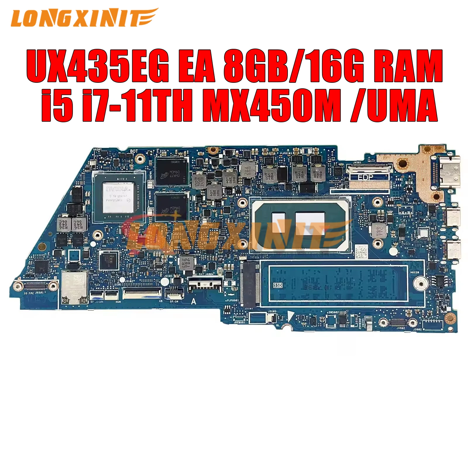 Материнская плата UX435EG EA для ноутбука ASUS Zenbook 14 UX435 UX435EA UX435EAL UX435EGL.I5-1135G7 16GB/8GB-RAM MX450 V2G