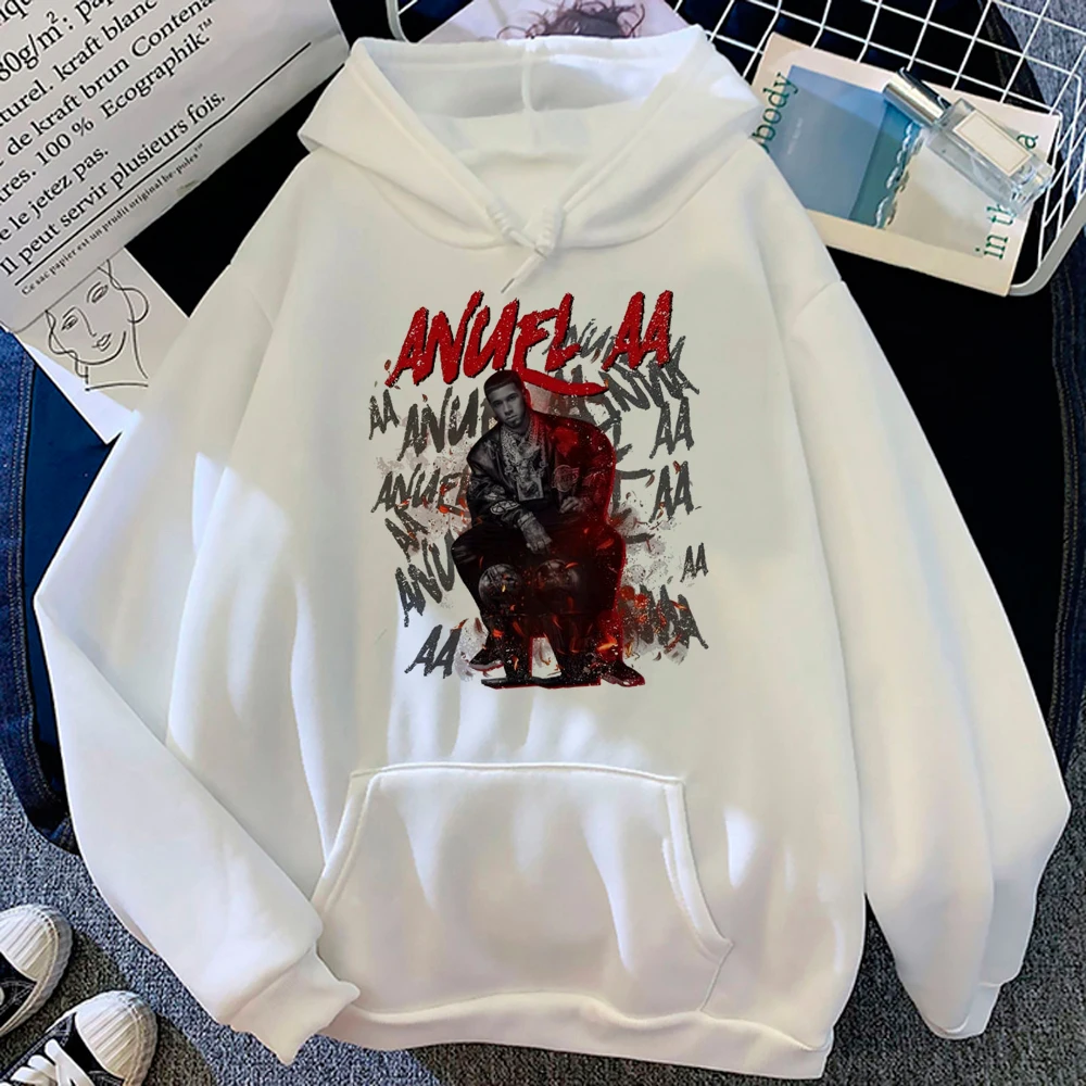Anuel Aa-Sweats à capuche à manches longues pour femmes, Haut Smile Y2K, Vêtements esthétiques Kawaii, Survêtement Anime, Capuche 600