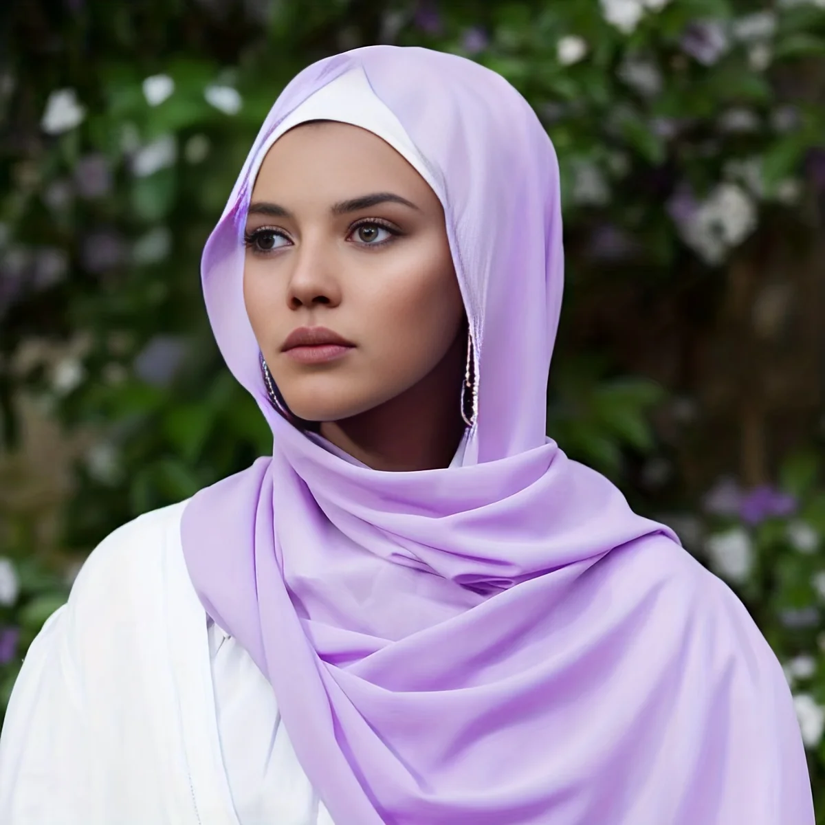 Muslim Plain Hijab Premium Heavy Chiffon Scarf Wrap Solid Shawls