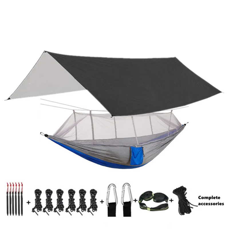 Hammock Camping with Bug Net/Netting and Rain Fly Tarp,Portable Nylon Parachute Hammocks for Outdoor Indoor Survival & Travel 