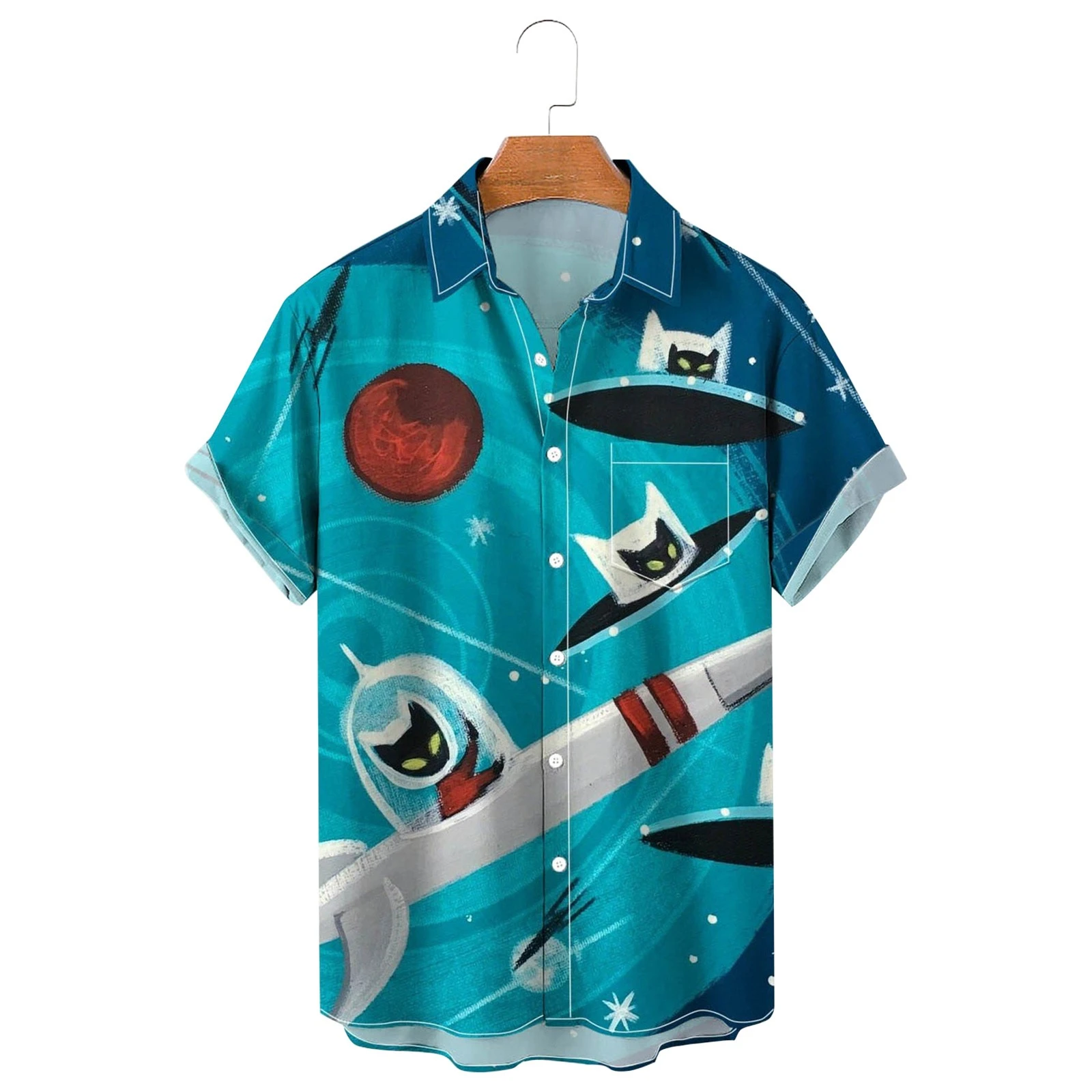 mens short sleeve printed button up shirts