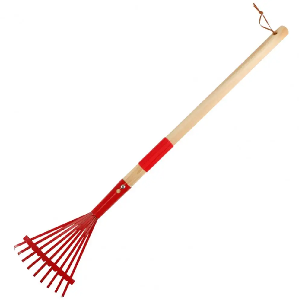 Toddler Garden Rake Hardwood Handle Lightweight Child Size Lawn Tool for Leaves for Gardening Colorful