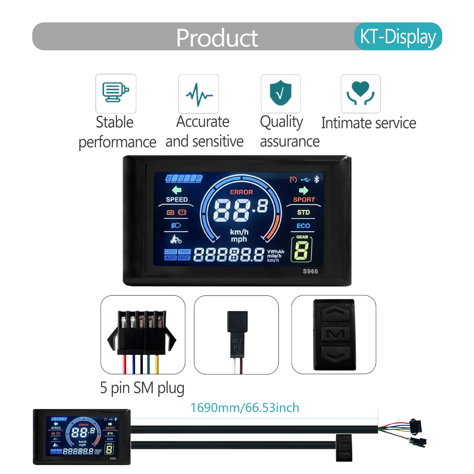 Brushless Electric Bike JN Controller LED-S800 Screen 36V 48V LCD M3 S866 S966 M5 OMT-M3 Control Panel Display For Ebike SM Plug