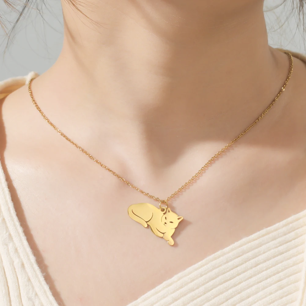 Stainless Steel Necklace For Women Girl Cat Necklace Jewelry - PeticaDeals