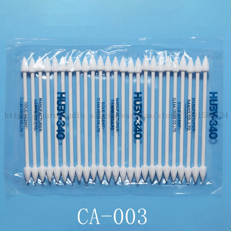 1pack(25pcs/Pack) Clean Swab HUBY-340 series CA-003 Fine pointed, double tip Lint free cotton swab sticks buds for cleaning Lens