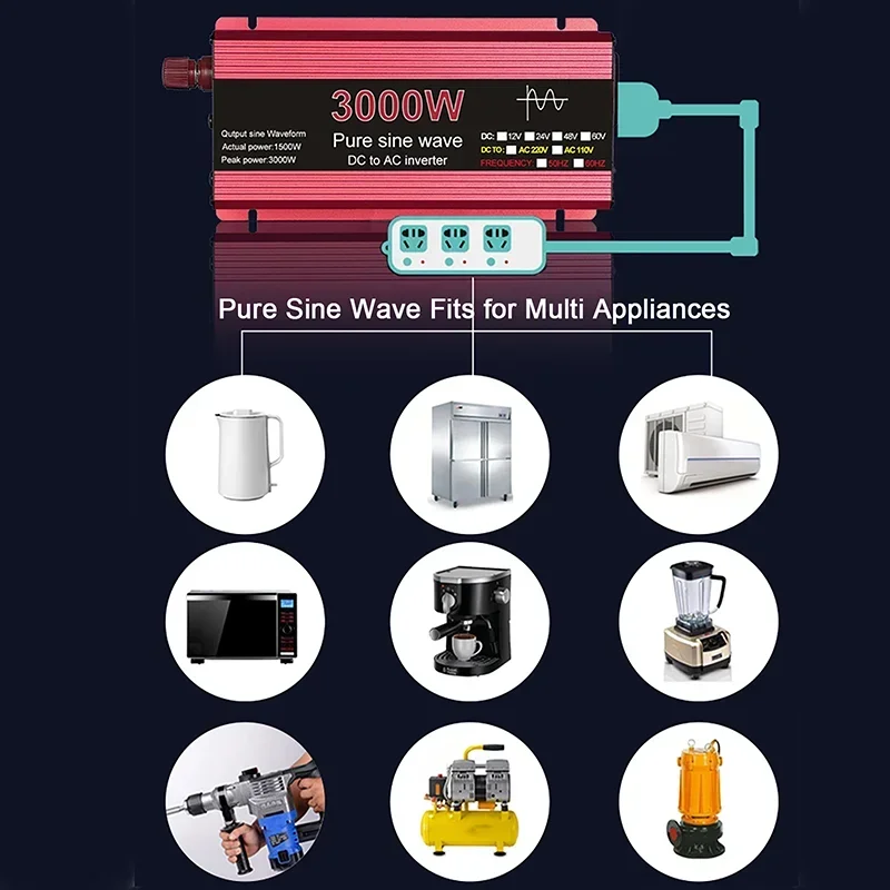 300W Solar Panel 12V to 110V/220V 3000W Pure Sine Wave Inverter Solar Power System Kit Battery Charger Complete Power Generation