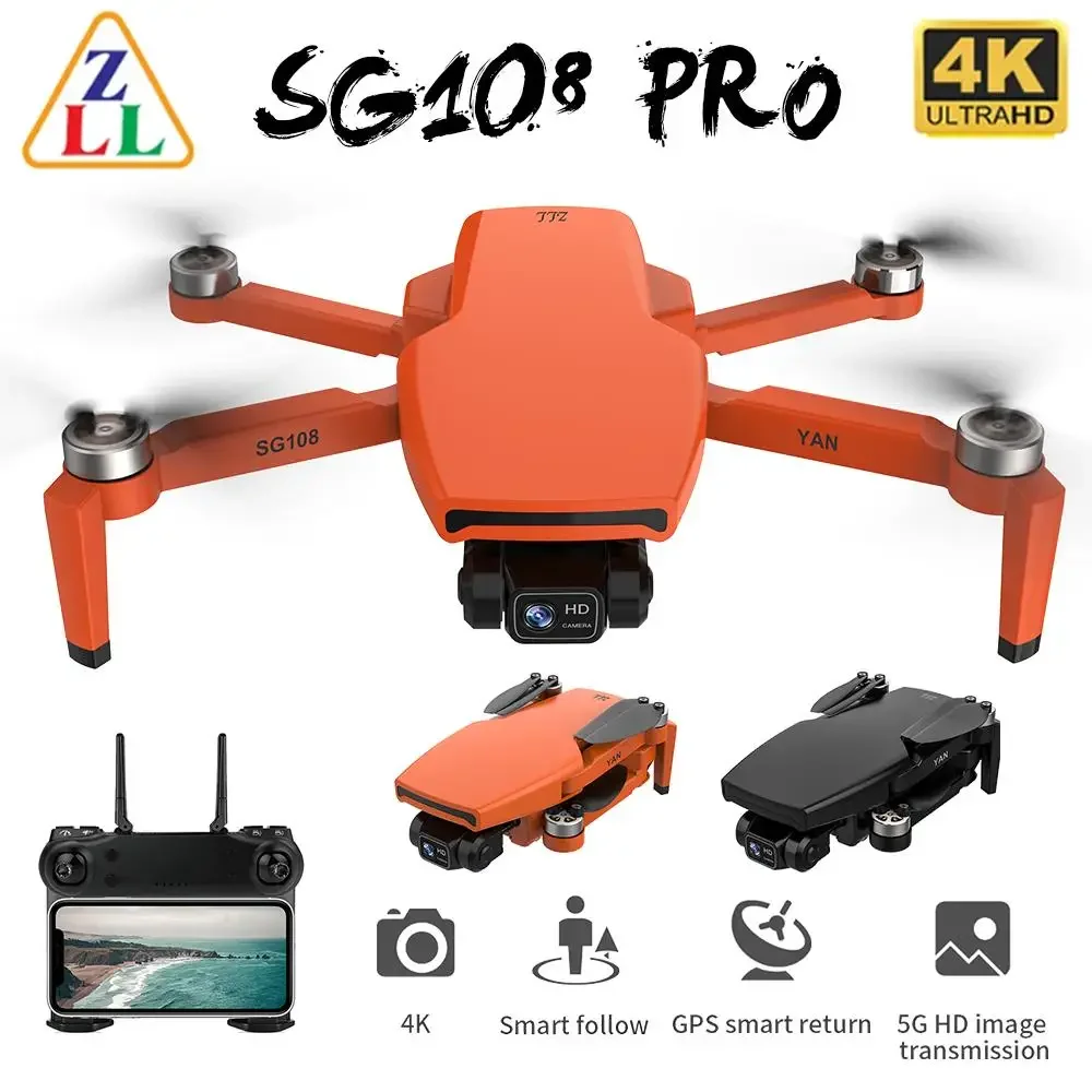 

SG108 Pro Drone With GPS 5G Wifi FPV 4K HD Dual Camera Drones Brushless RC Foldable Quadcopter 1000m Control Distance Dron Toys