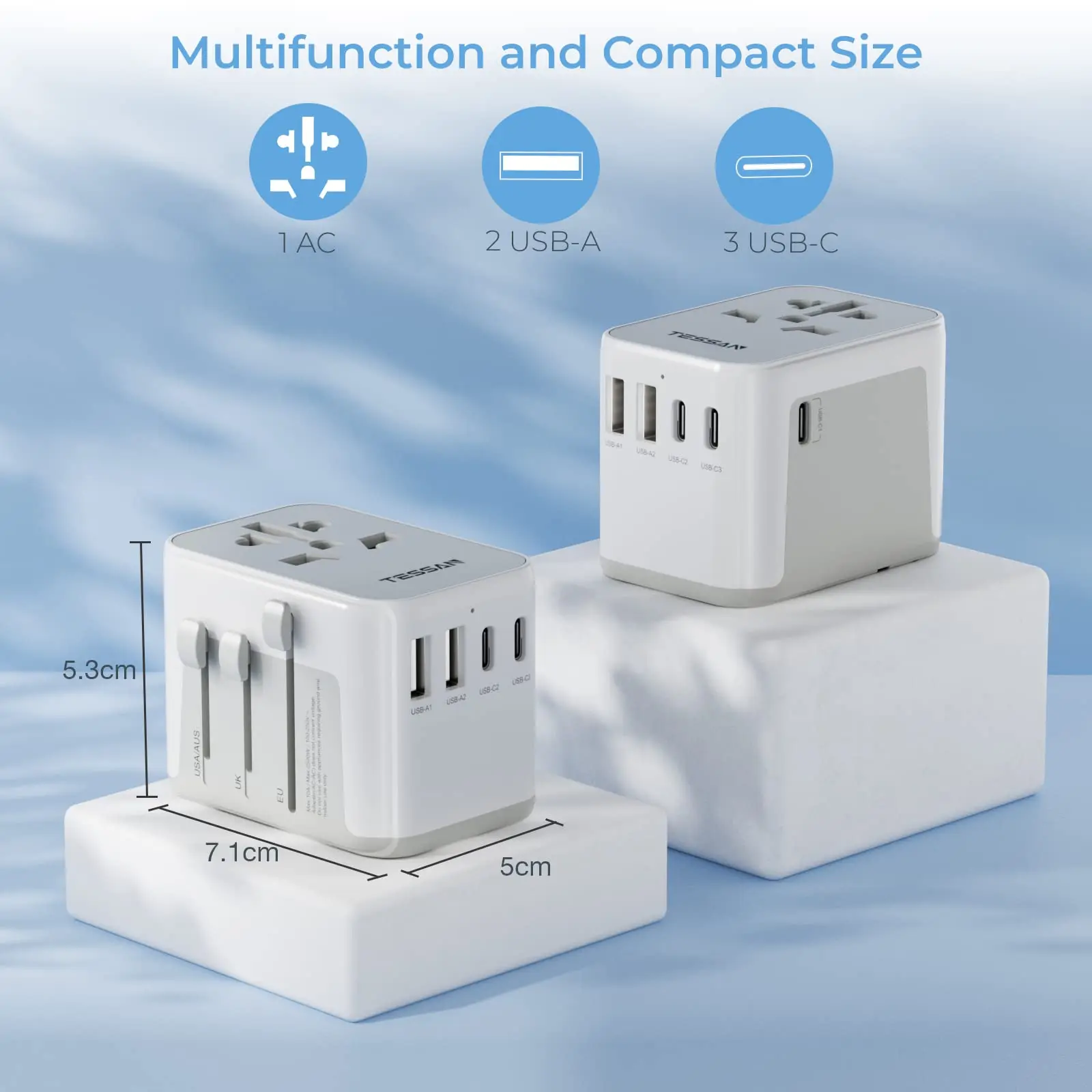 viagem com 3 portas usb e 1