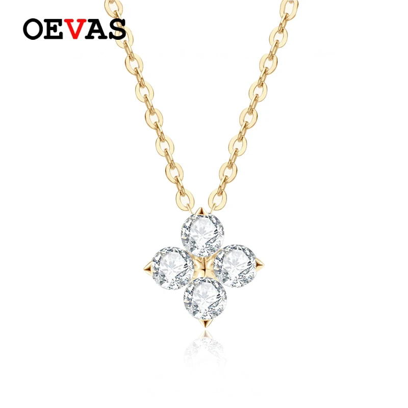 

OEVAS 100% 925 Sterling Silver 0.4CT Moissanite Diamond Pendant Necklace For Women Sparkling Clavicle Chain Party Fine Jewelry