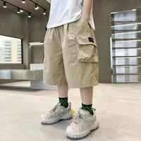 Shorts d'été pour garçons de 3 à 14 ans, nouvelle mode, en coton, avec grandes poches, demi-pantalons pour enfants, pantalons de sport d'extérieur 3