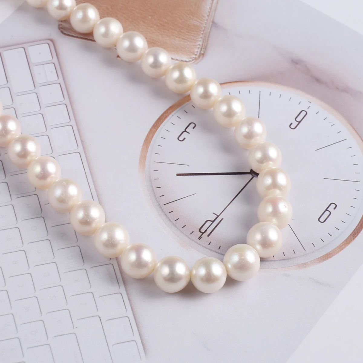 Natural Freshwater White Pearl Punch Beads 9-10mm Jewelry Making DIY Wedding Bride Necklace Bracelet Accessories Elegant Jewelry