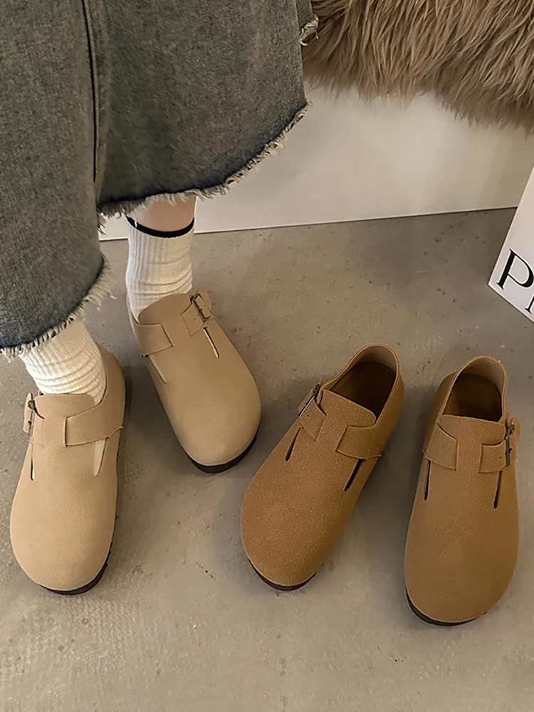 

Туфли женские с закрытым носком, повседневные кроссовки с круглым носком, без застежки, Мокасины, из ПУ кожи, базовая обувь для отдыха, осень