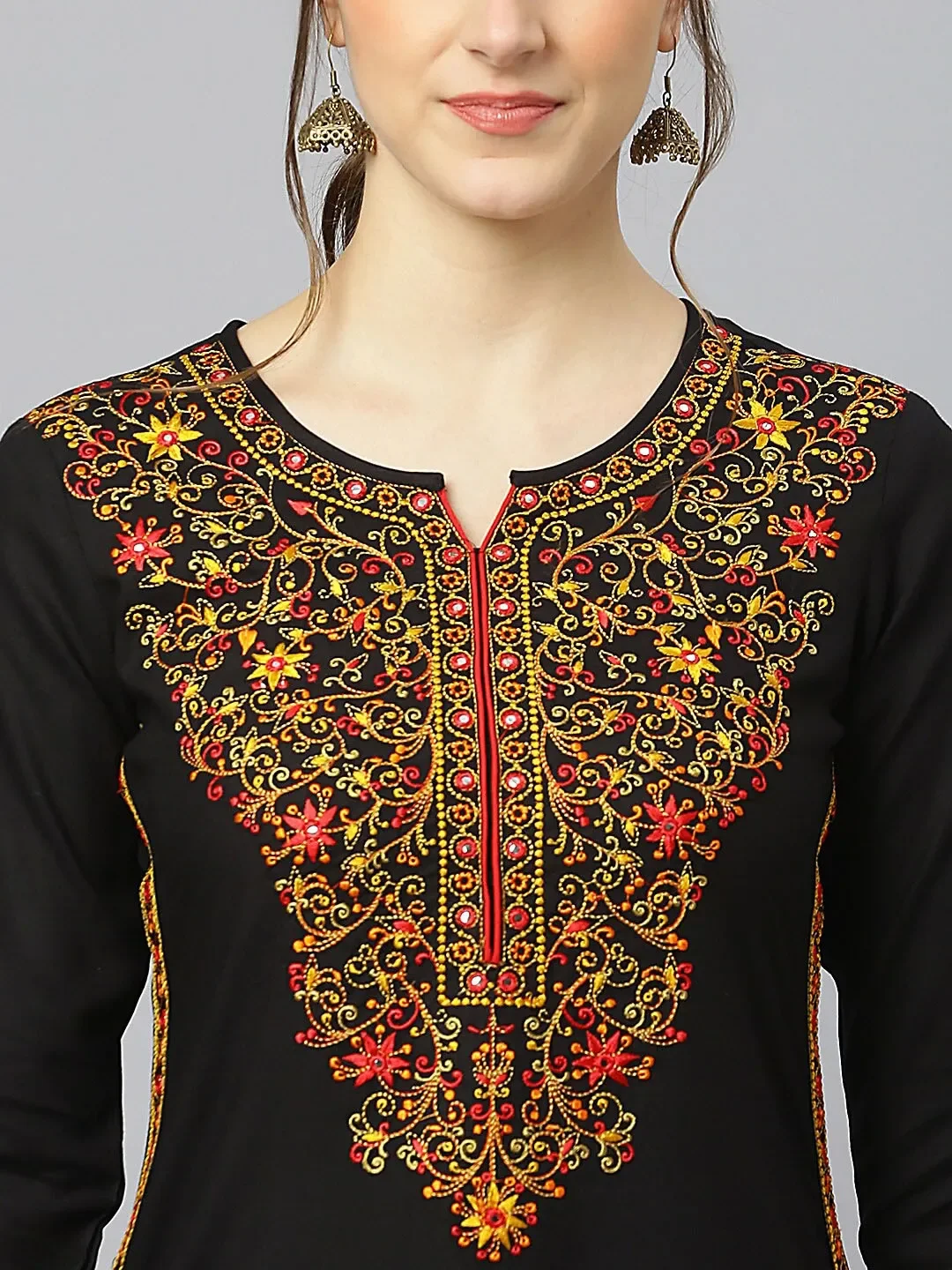 Haut Femme Kurti Indien CHIKAN Brodé - Coton Rose - Taille 16 - NEUF Avec étiquettes