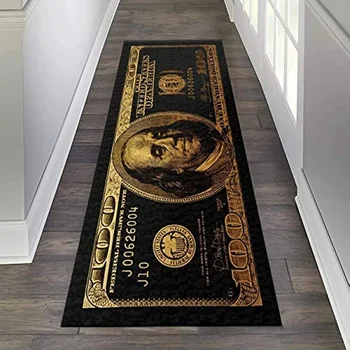 Nero Oro 100 Dollaro Bill Denaro Cucina Tappetino Ingresso Casa Zerbino Corridoio Balcone Tappeti Lunghi Camera da letto Comodino Poggiapiedi 1
