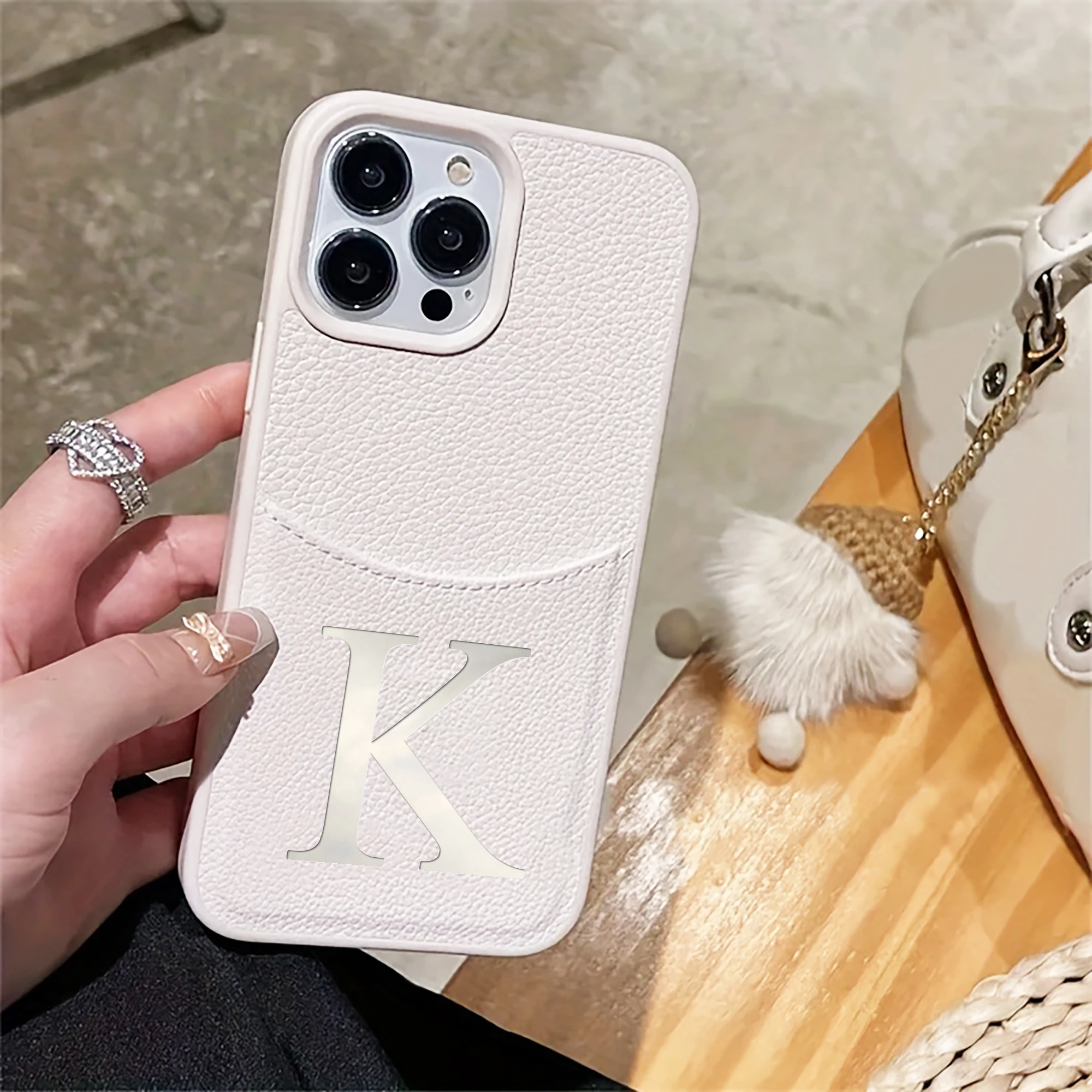 Custom Name Initial Big Letter Insert Card Phone Case For thumbnail 3