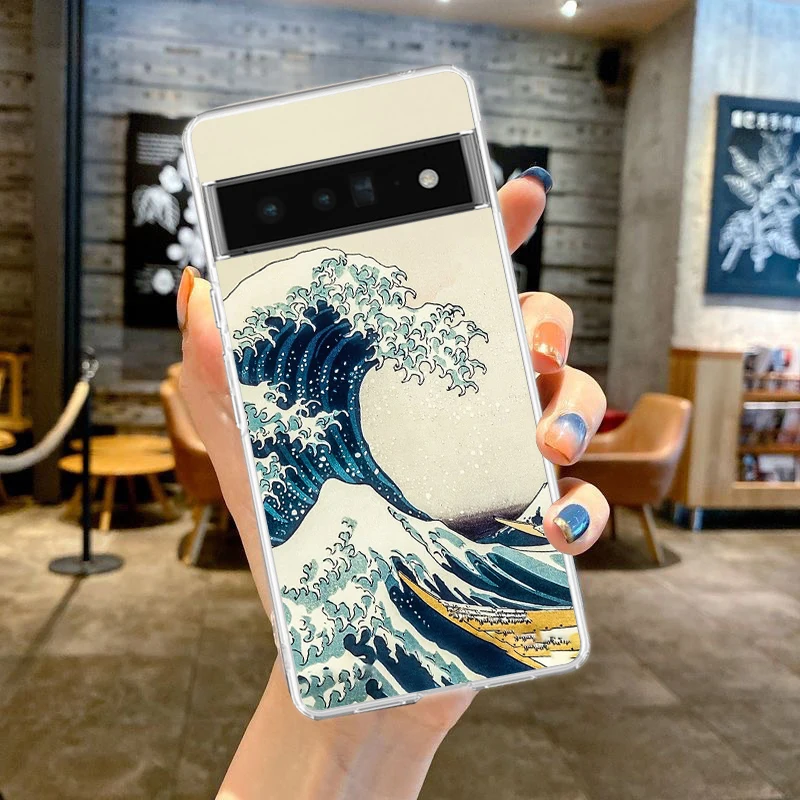 Fashionable Blue Wave Soft Clear TPU Transparent Phone Case