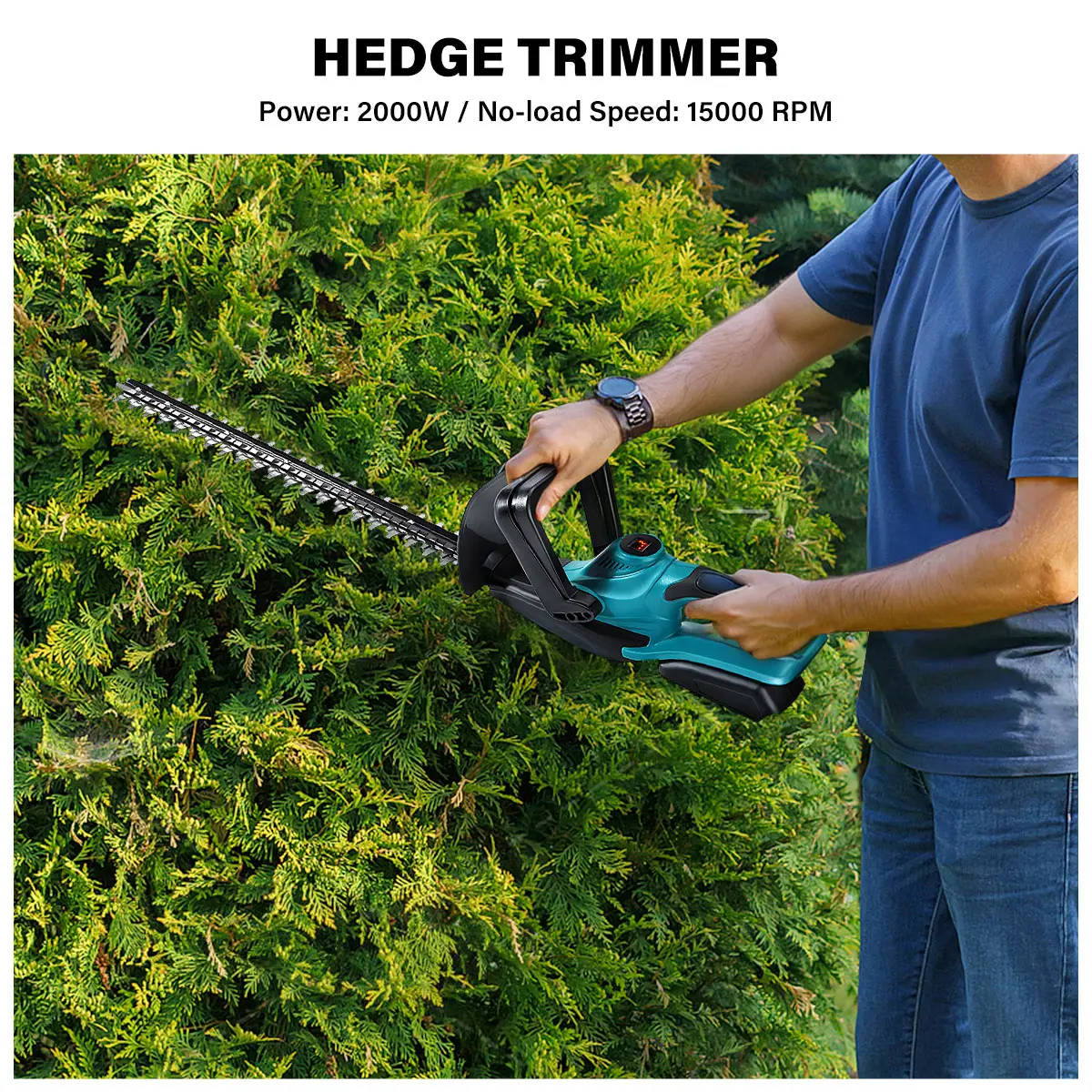 2000W Brushless Electric Hedge Trimmer 15000RPM Lawn Mower Garden Landscaping Hedge Pruner Trimmer Tool For Makita 18V Battery 6