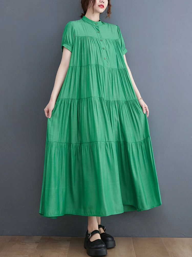 

Summer New In Dresses for Women 2023 Korean Style LOOSE O-Neck Vintage Dress Streetwear Long Dresses Formal Occasion Dresses