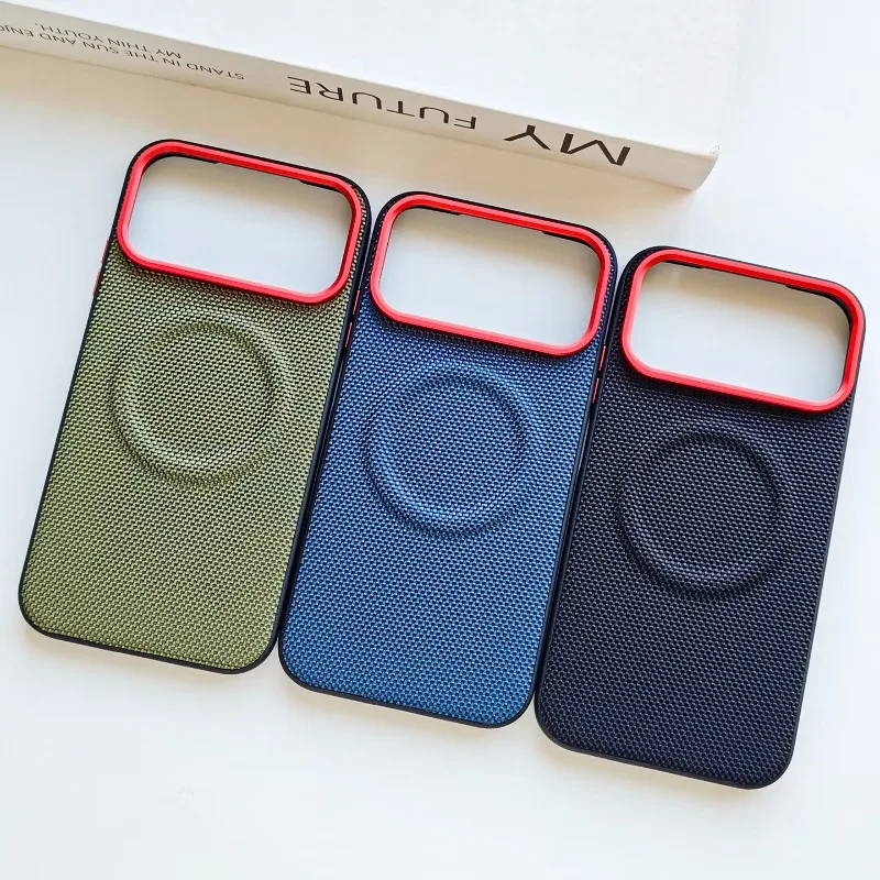 Luxury Nylon Textured Leather Shockproof Case with MagSafe Wireless Charging Compatibility