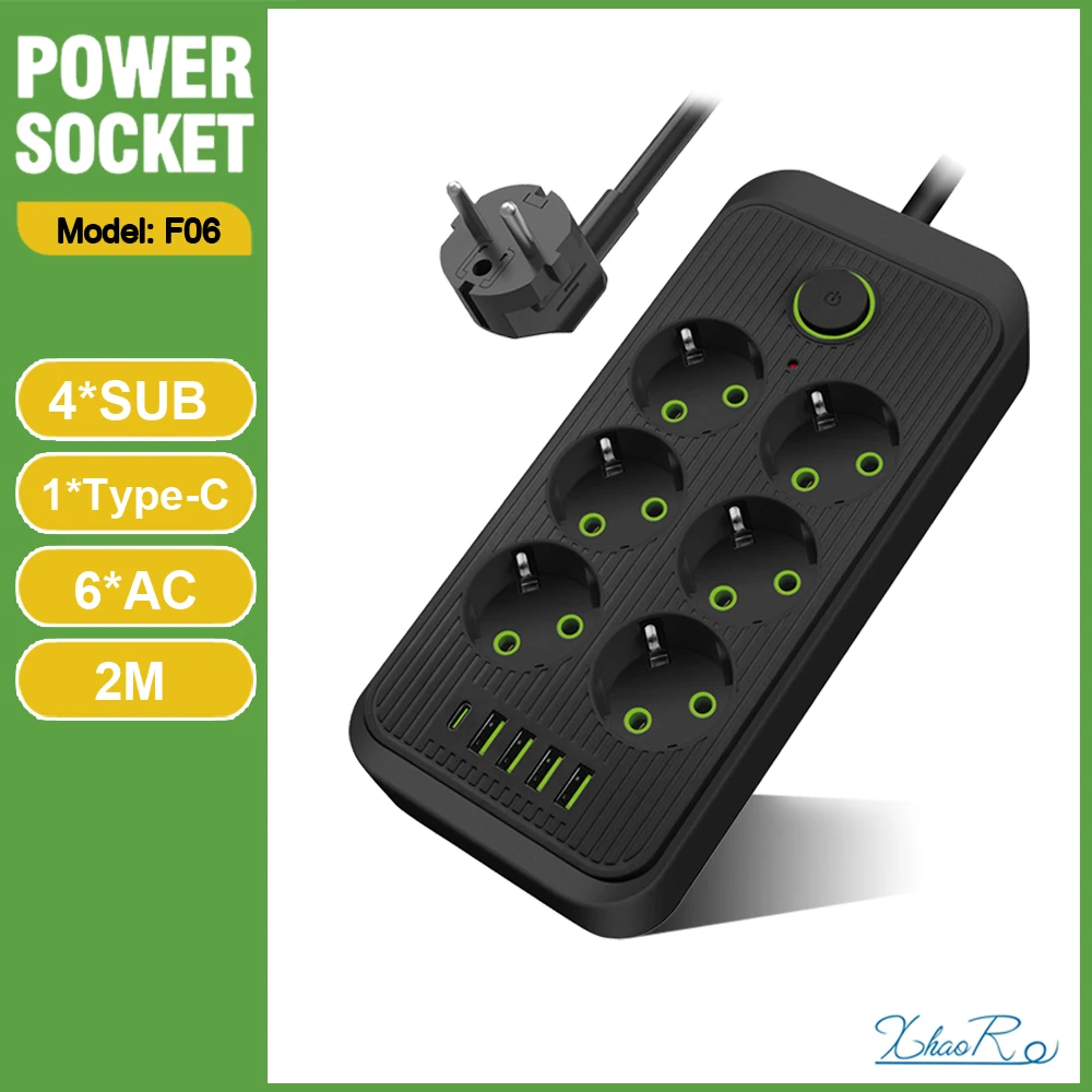 PowerStripEUPlugACOutletMultitapExtensionCordElectricalSocket