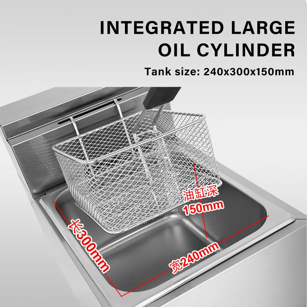 OT71 Commercial LPG 6L/6+6L Gas Deep Fryer with Fry Basket Stainless Steel Countertop for French Fries Fried Potato Chicken 3
