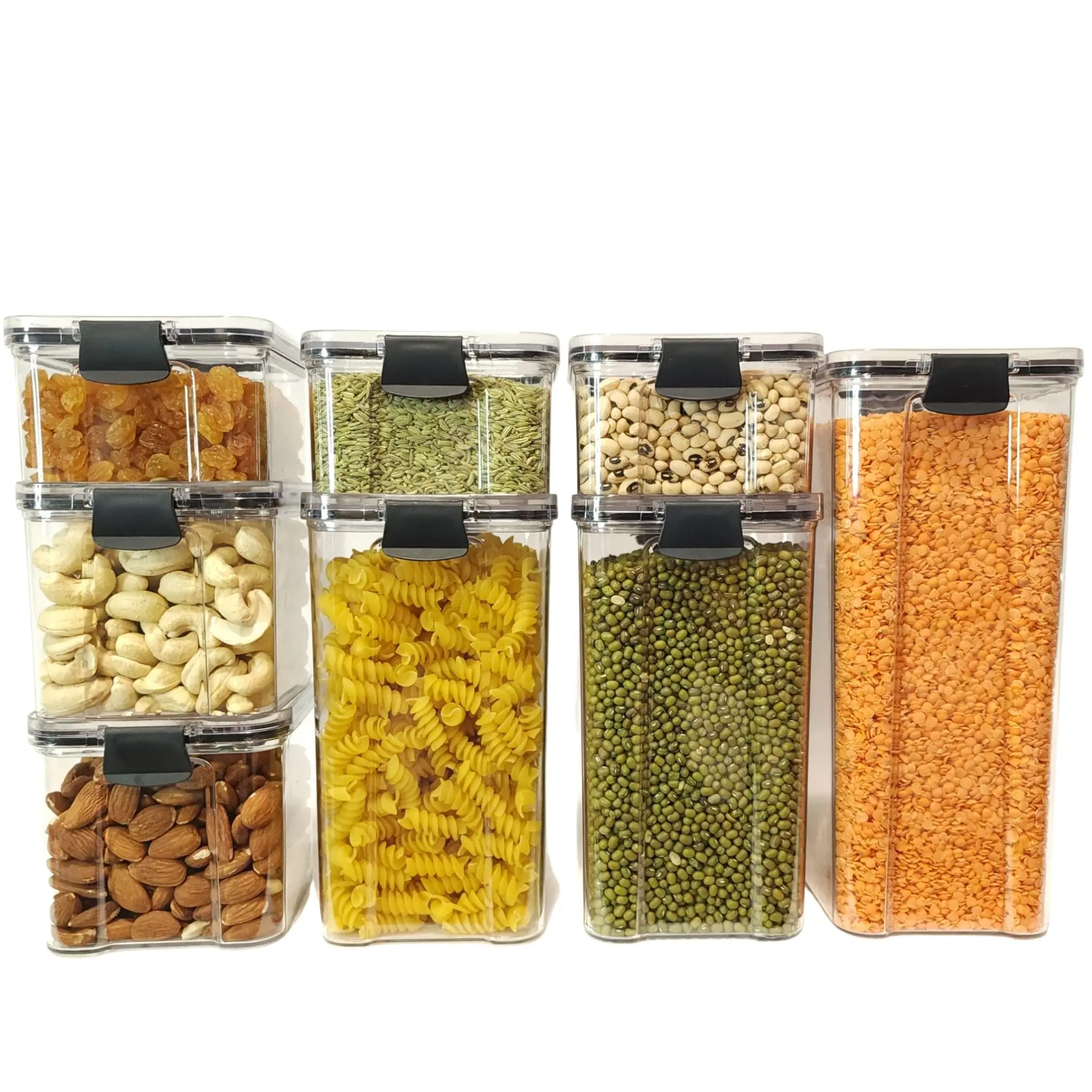 Clear Airtight Food Storage Containers with Lids, Plastic Canister for Kitchen Organizer Storage, for Flour, Sugar, Cereal, Rice 6