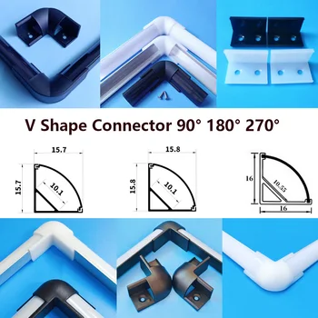 90/180/270 องศา V สไตล์รูปมุมด้านในและด้านนอก 16*16 โปรไฟล์อลูมิเนียม LED Bar Light Holder Connector 5/10/20/30PCS 1