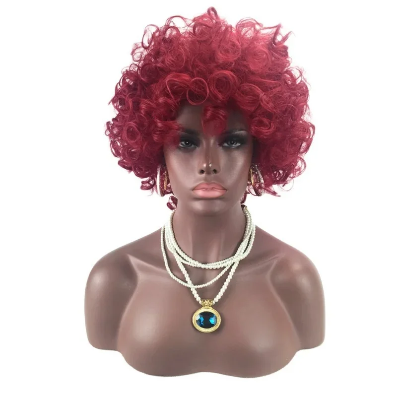 Kinky Curly Wig Short Synthetic Hair Red Wigs for Women Wave Wig