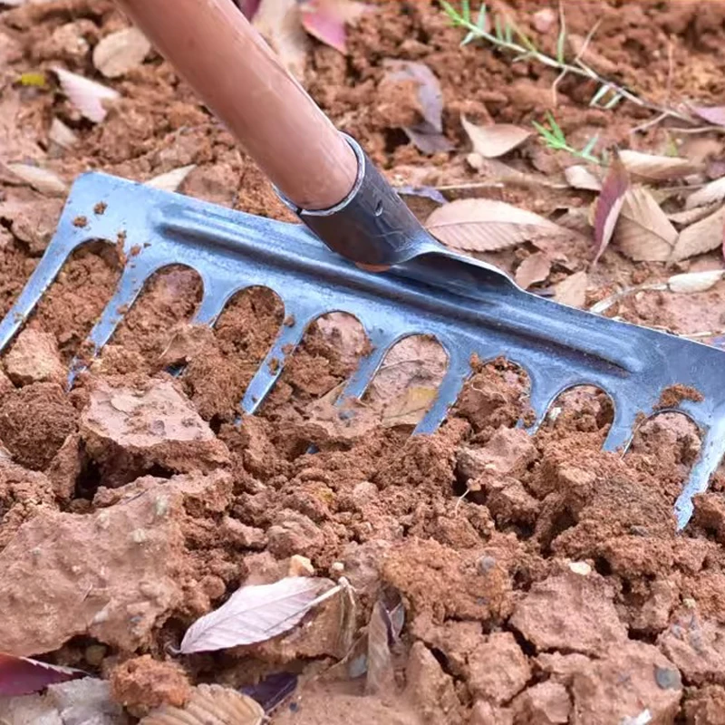 Manganese steel integrated rake grass loose soil farm tools weeding nail Garden Hand Rake