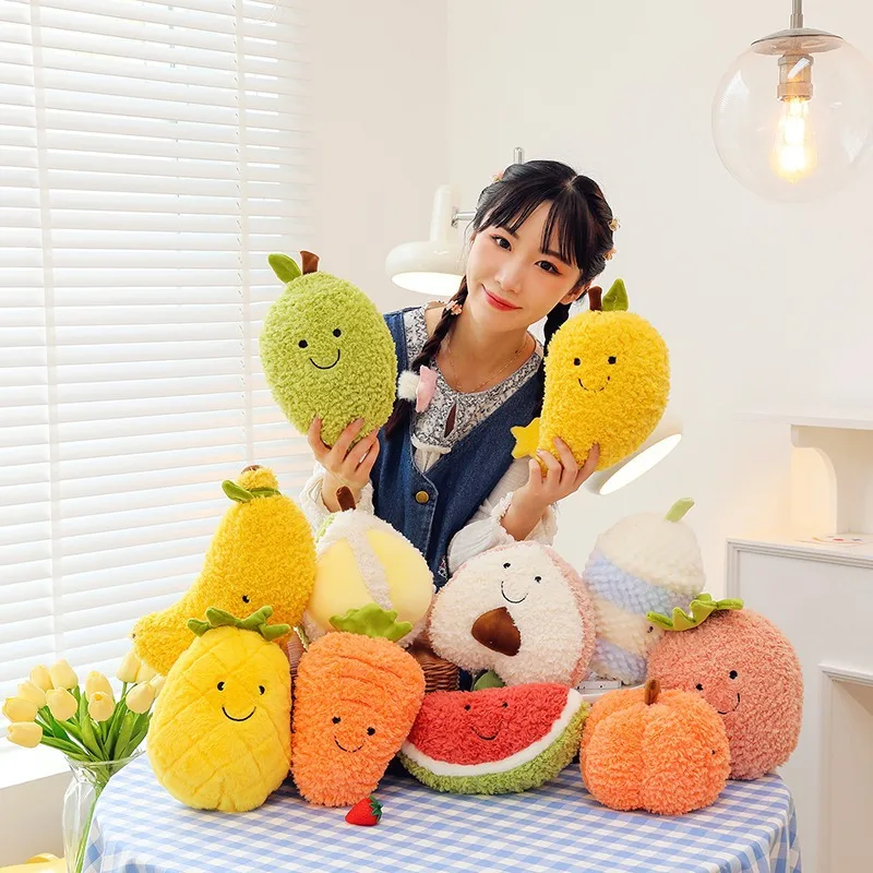 과일 야채 봉제 장난감, 수박, 딸기, 아보카도, 당근, 버섯, 침실 장식, 어린이 생일 선물