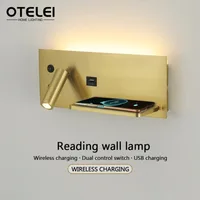 Modern LED Wall Lights Suitable for Living Rooms Bedrooms Wireless Chargers Minimalist Creativity USB Interface Night Lights
