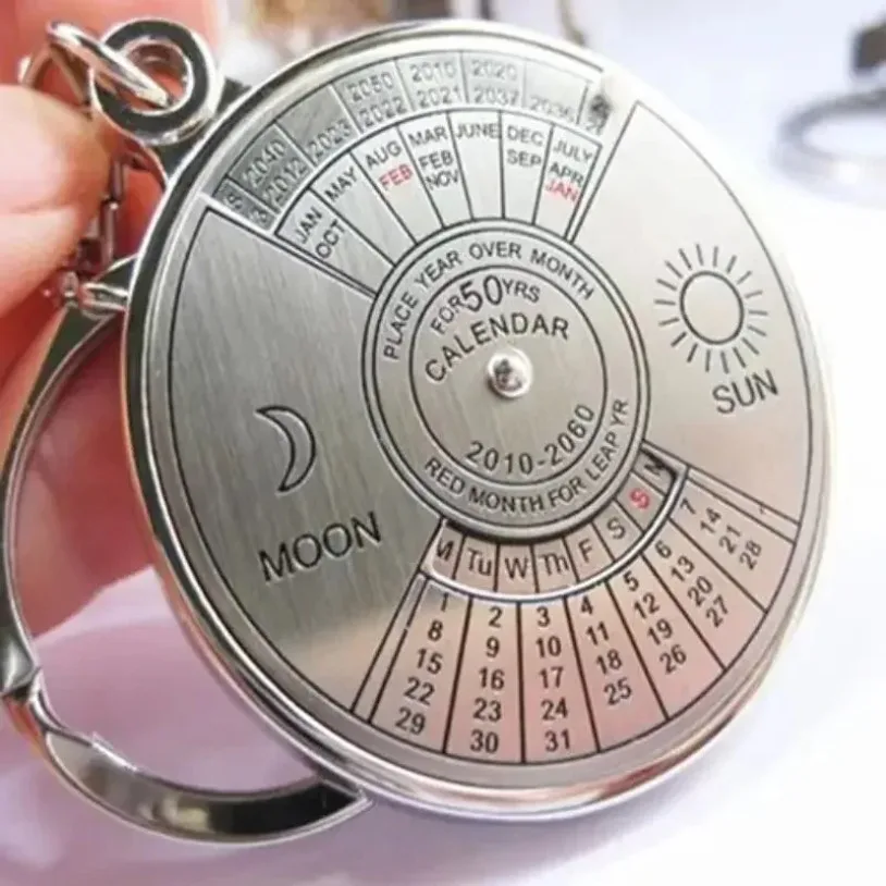 50 Years Perpetual Calendar Multifunctional Keychain Metal Perpetual Calendar Keychain Silver Alloy Keyring Car Key Decoration 50 Years Perpetual Calendar Multifunctional Keychain Metal Perpetual Calendar Keychain Silver Alloy Keyring Car Key Decoration