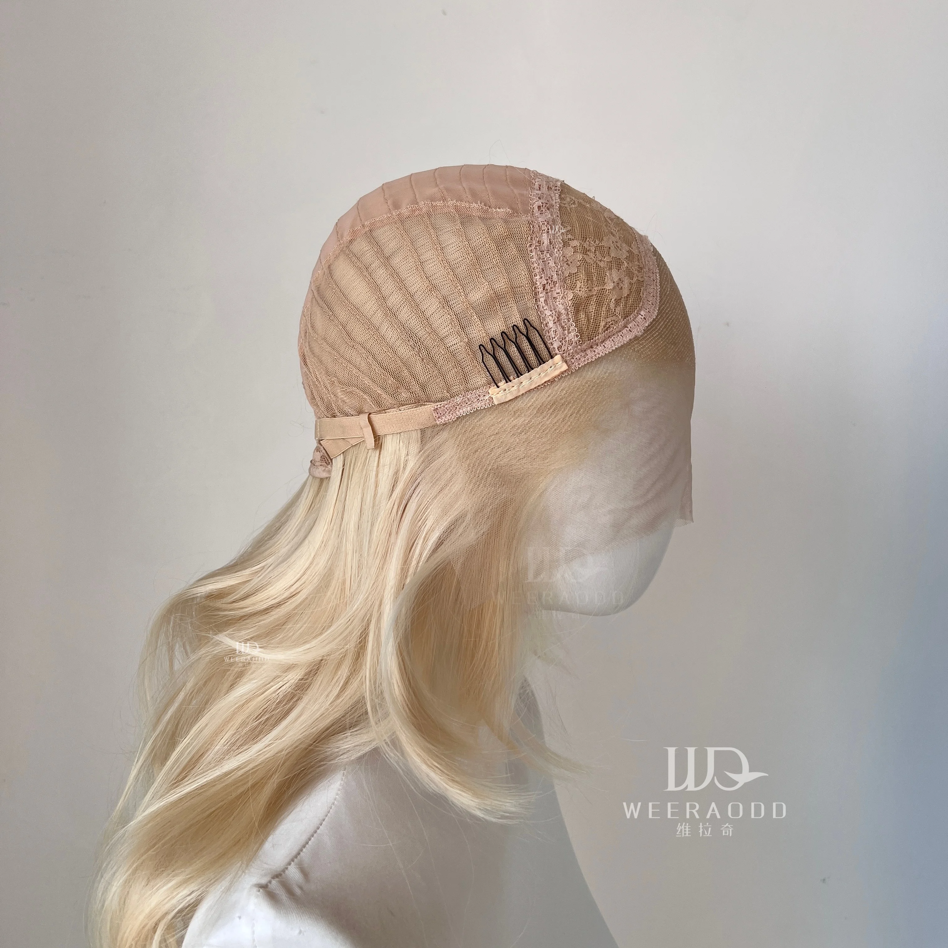 16Inch Light Blonde Mullet Wig Shoulder Length Glueless Wig with Hand Tied Lace Front Heat Resistant Fiber for Women Cosplay Dai