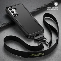 Durable Sport Armor Phone Case with Strap Lanyard - Enhanced Drop Protection Cover - Galaxy S20 FE (Black)