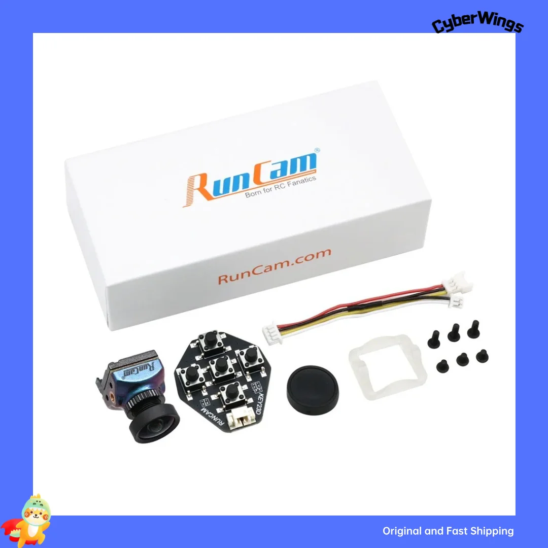 Vue latérale de la RunCam Racer Nano 4 montrant son boîtier compact et sa lentille